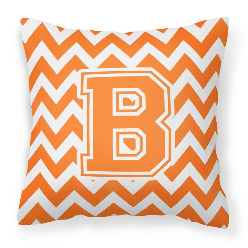 Letter B Chevron Orange and White Fabric Decorative Pillow CJ1046-BPW1414