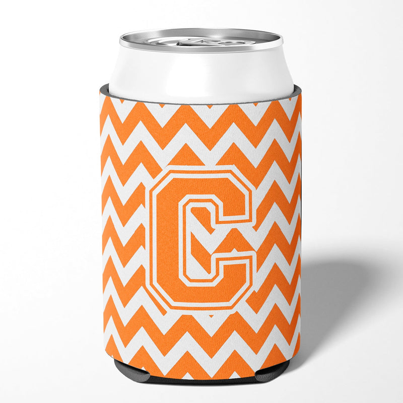 Letter C Chevron Orange and White Can or Bottle Hugger CJ1046-CCC