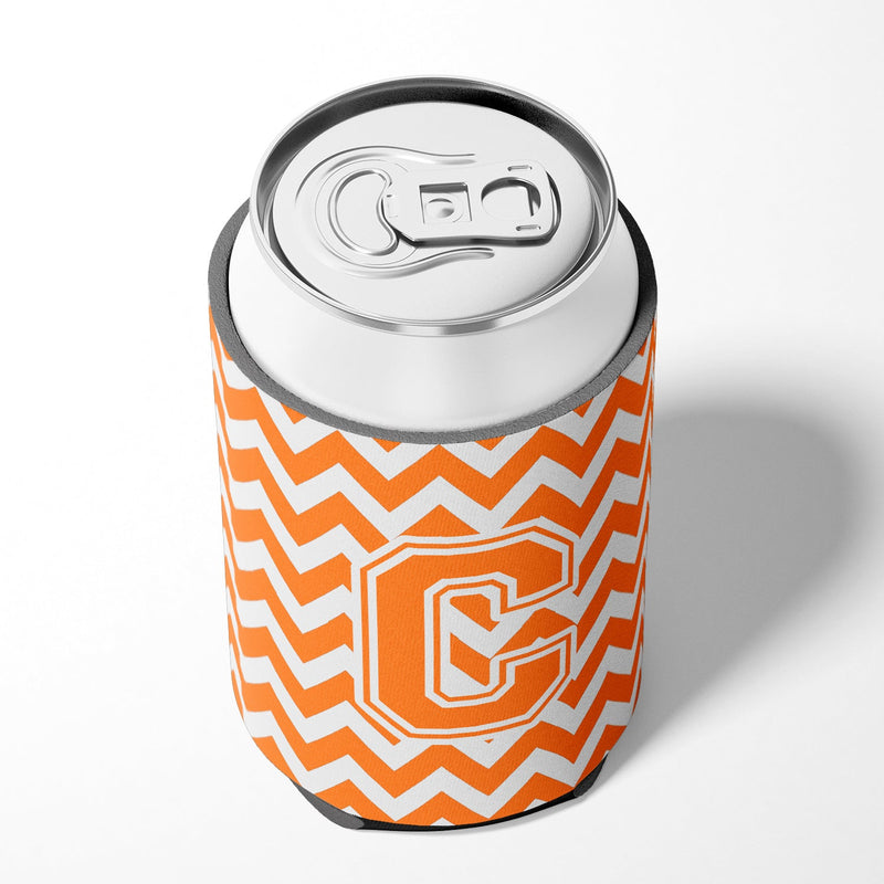 Letter C Chevron Orange and White Can or Bottle Hugger CJ1046-CCC