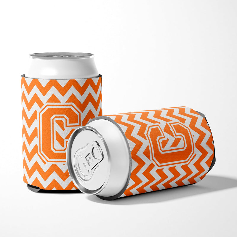 Letter C Chevron Orange and White Can or Bottle Hugger CJ1046-CCC