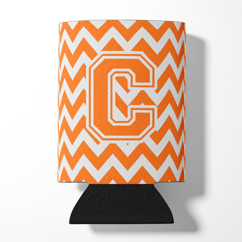 Letter C Chevron Orange and White Can or Bottle Hugger CJ1046-CCC