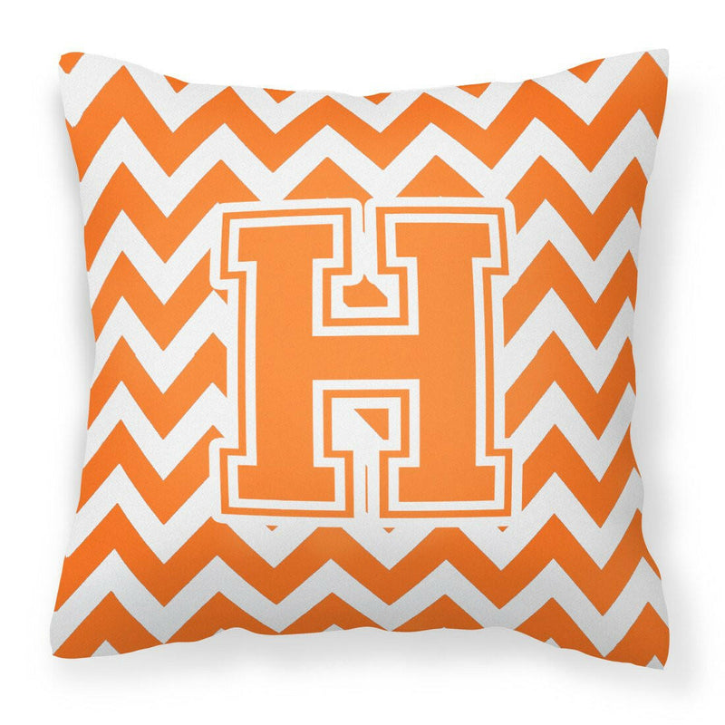 Letter H Chevron Orange and White Fabric Decorative Pillow CJ1046-HPW1414