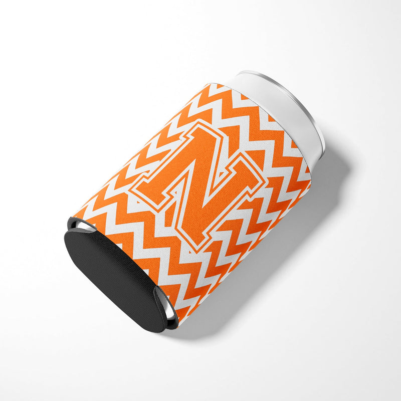 Letter N Chevron Orange and White Can or Bottle Hugger CJ1046-NCC