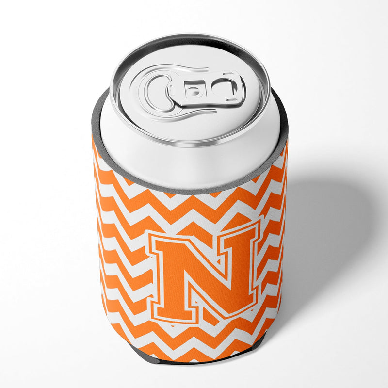 Letter N Chevron Orange and White Can or Bottle Hugger CJ1046-NCC