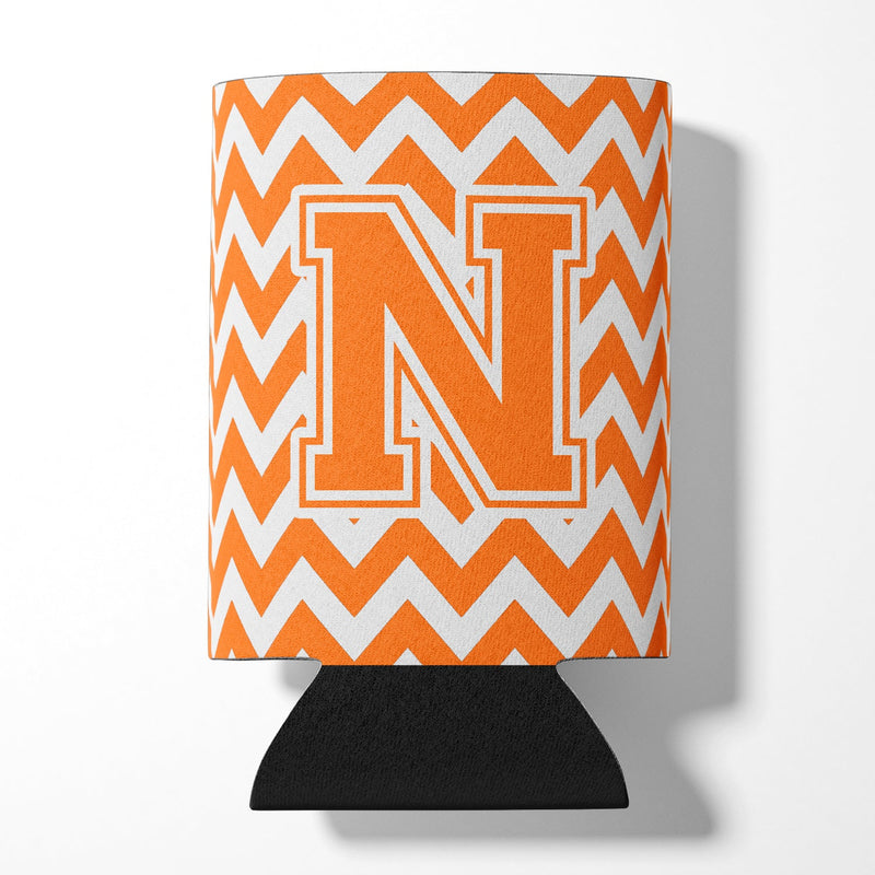 Letter N Chevron Orange and White Can or Bottle Hugger CJ1046-NCC