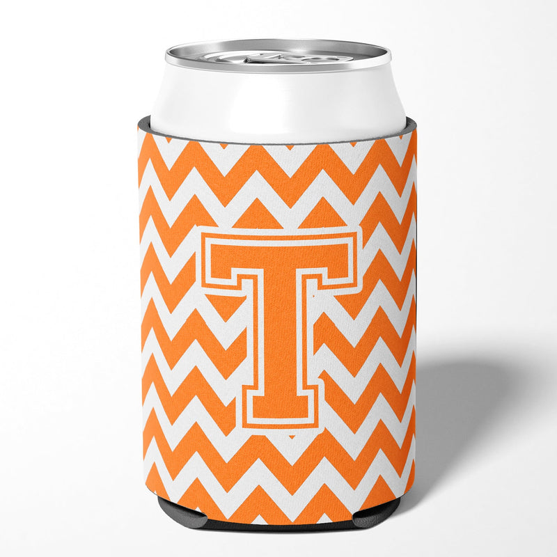 Letter T Chevron Orange and White Can or Bottle Hugger CJ1046-TCC