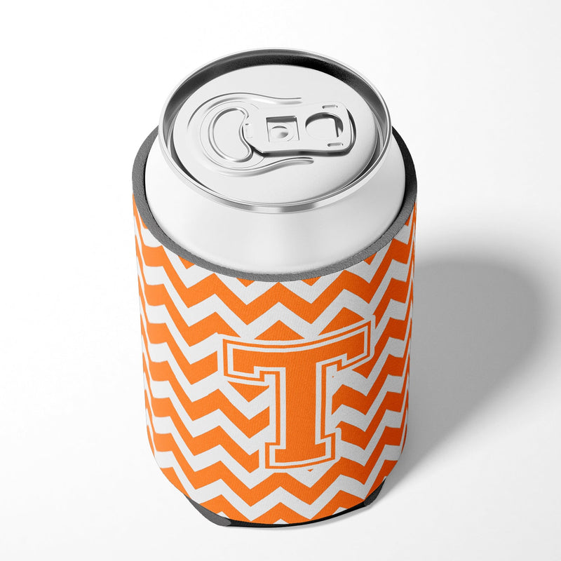 Letter T Chevron Orange and White Can or Bottle Hugger CJ1046-TCC