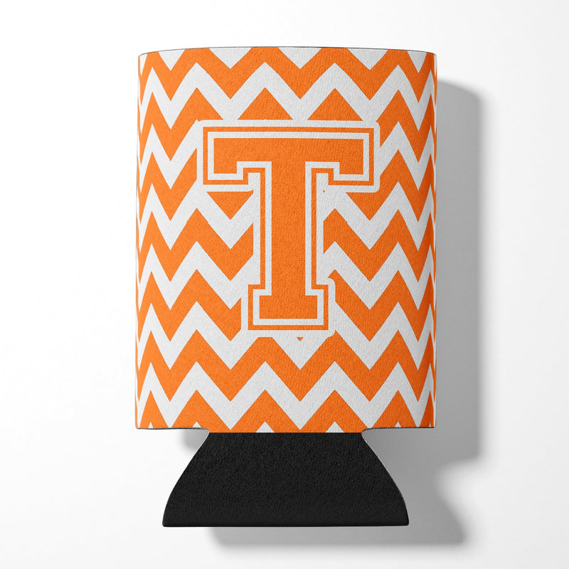 Letter T Chevron Orange and White Can or Bottle Hugger CJ1046-TCC