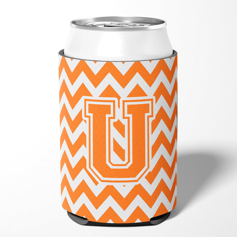 Letter U Chevron Orange and White Can or Bottle Hugger CJ1046-UCC