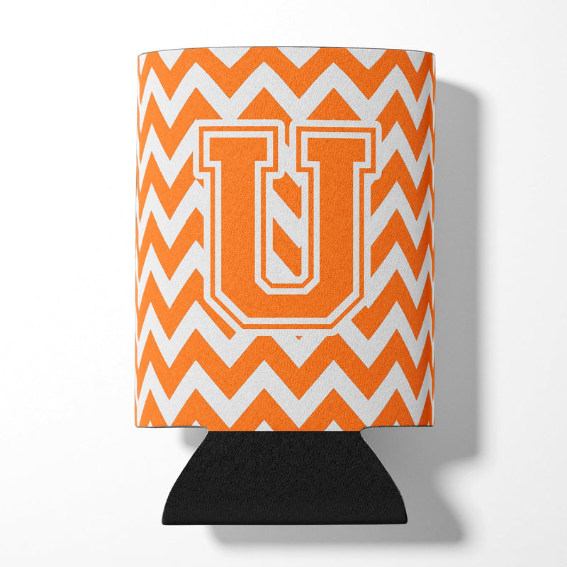 Letter U Chevron Orange and White Can or Bottle Hugger CJ1046-UCC