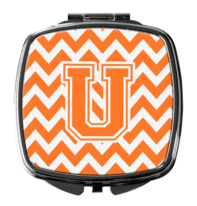 Letter U Chevron Orange and White Compact Mirror CJ1046-USCM