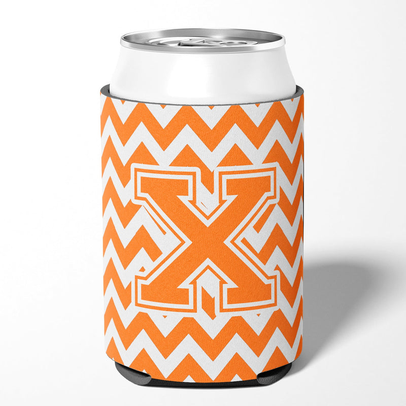 Letter X Chevron Orange and White Can or Bottle Hugger CJ1046-XCC