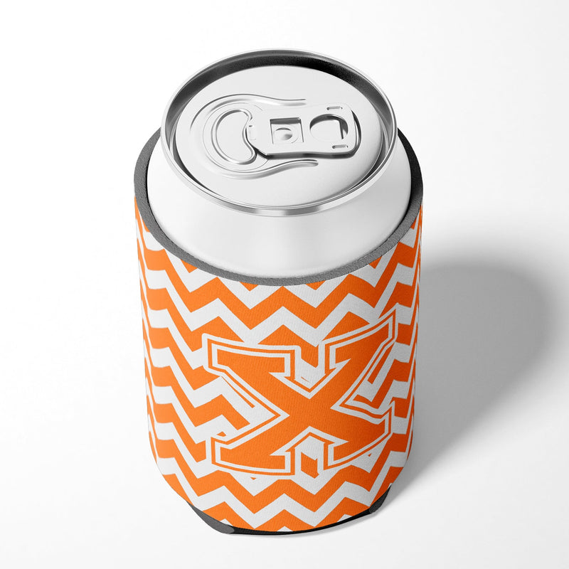 Letter X Chevron Orange and White Can or Bottle Hugger CJ1046-XCC