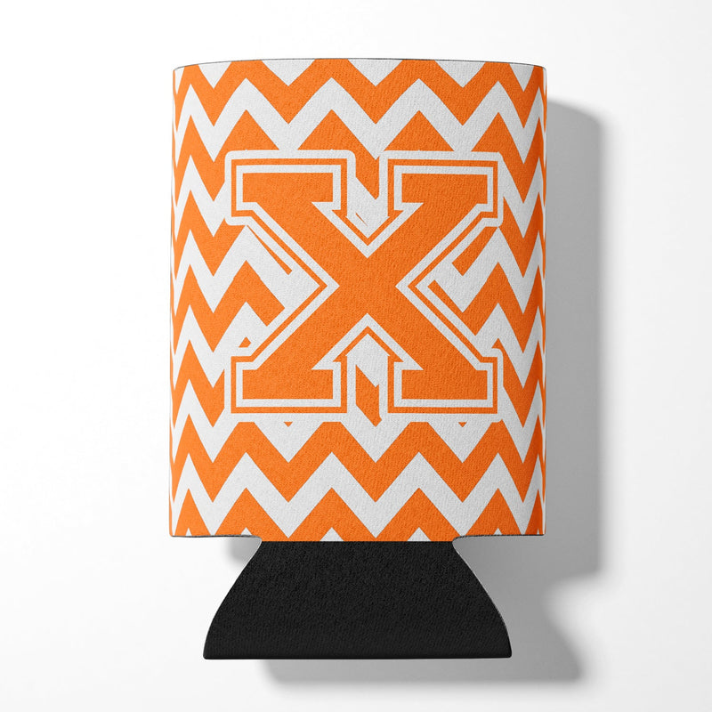 Letter X Chevron Orange and White Can or Bottle Hugger CJ1046-XCC