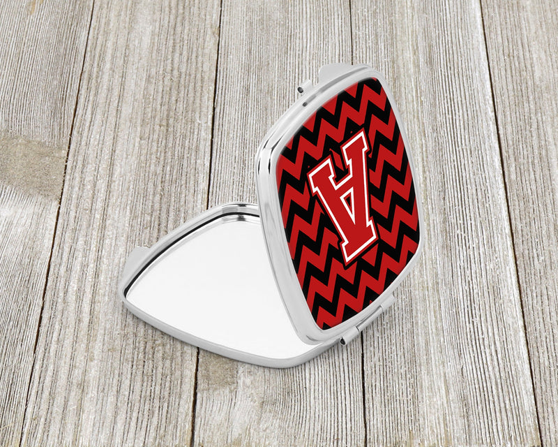 Letter A Chevron Black and Red   Compact Mirror CJ1047-ASCM