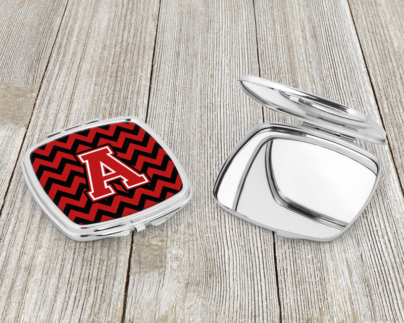 Letter A Chevron Black and Red   Compact Mirror CJ1047-ASCM