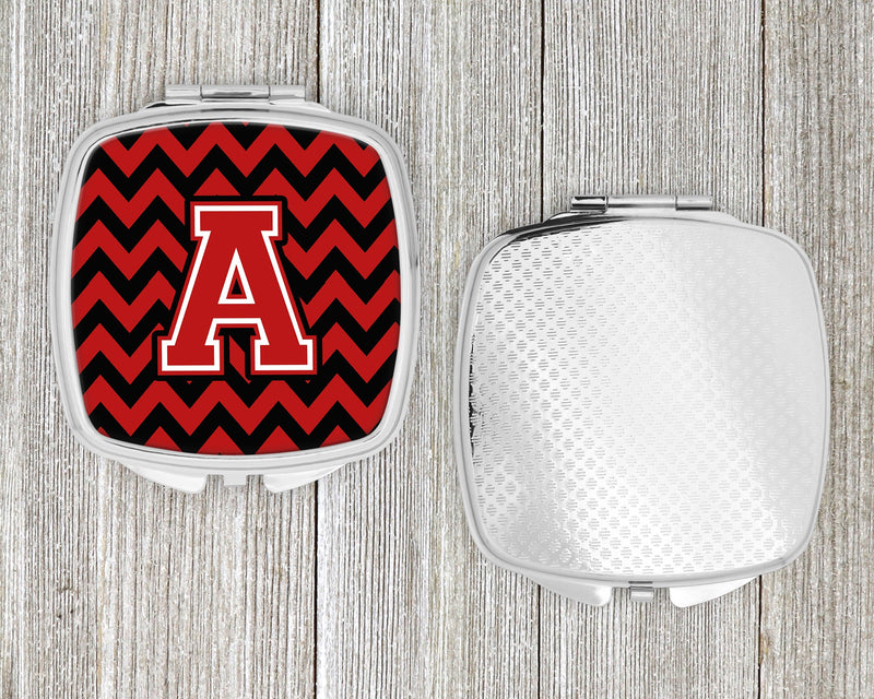 Letter A Chevron Black and Red   Compact Mirror CJ1047-ASCM