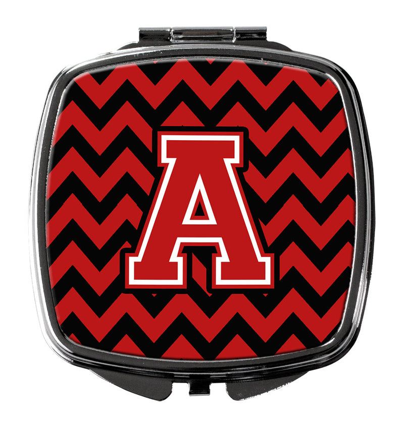 Letter A Chevron Black and Red   Compact Mirror CJ1047-ASCM