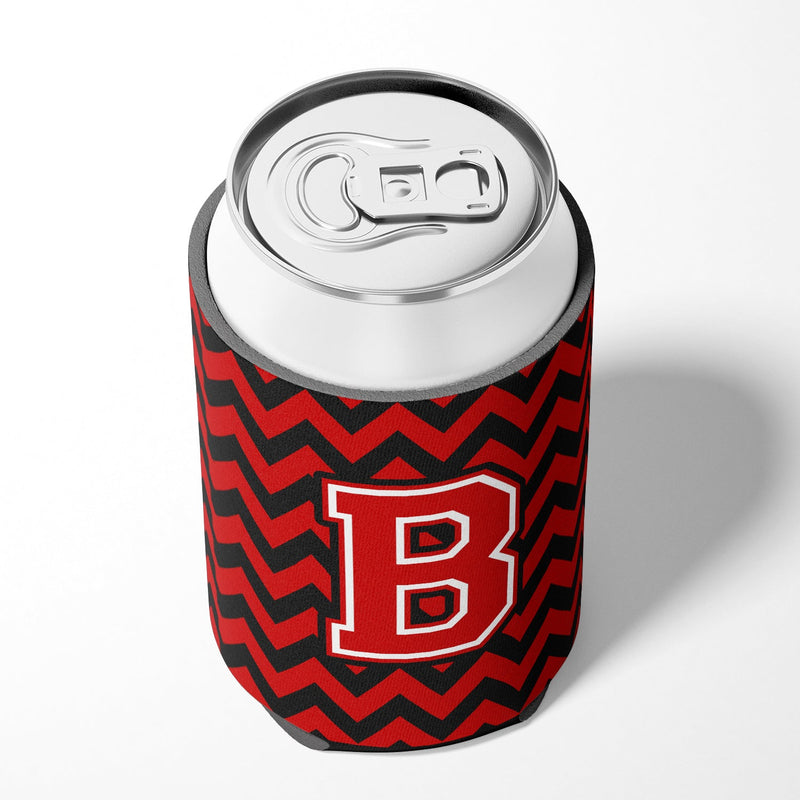 Letter B Chevron Black and Red   Can or Bottle Hugger CJ1047-BCC