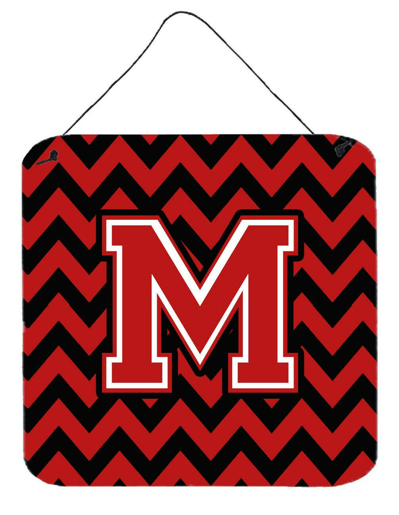 Letter M Chevron Black and Red   Wall or Door Hanging Prints CJ1047-MDS66