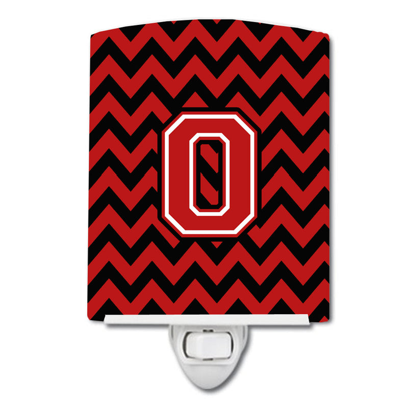 Letter O Chevron Black and Red   Ceramic Night Light CJ1047-OCNL