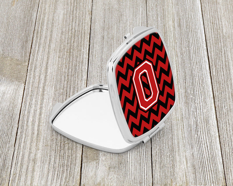 Letter O Chevron Black and Red   Compact Mirror CJ1047-OSCM