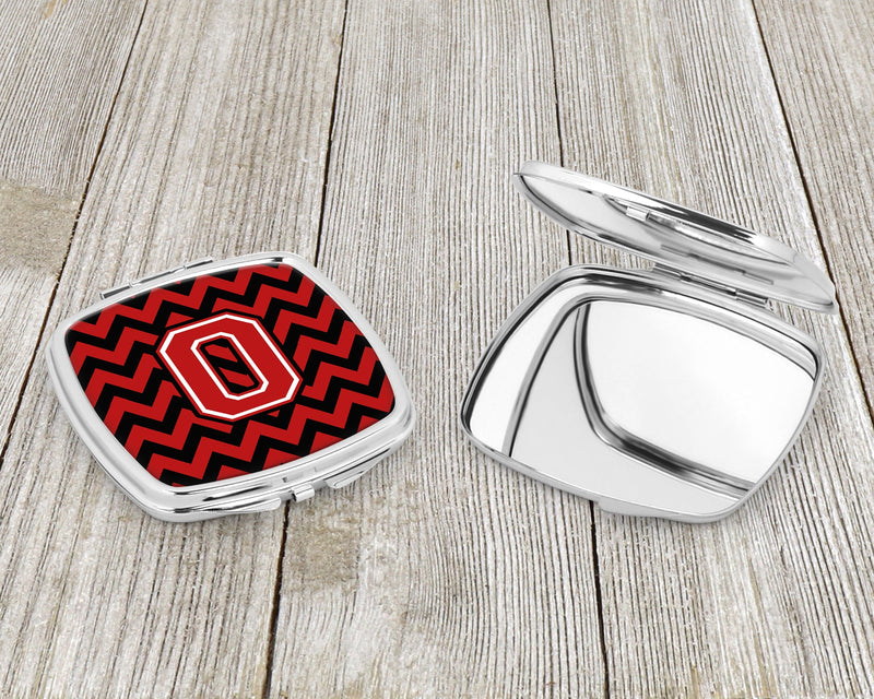 Letter O Chevron Black and Red   Compact Mirror CJ1047-OSCM