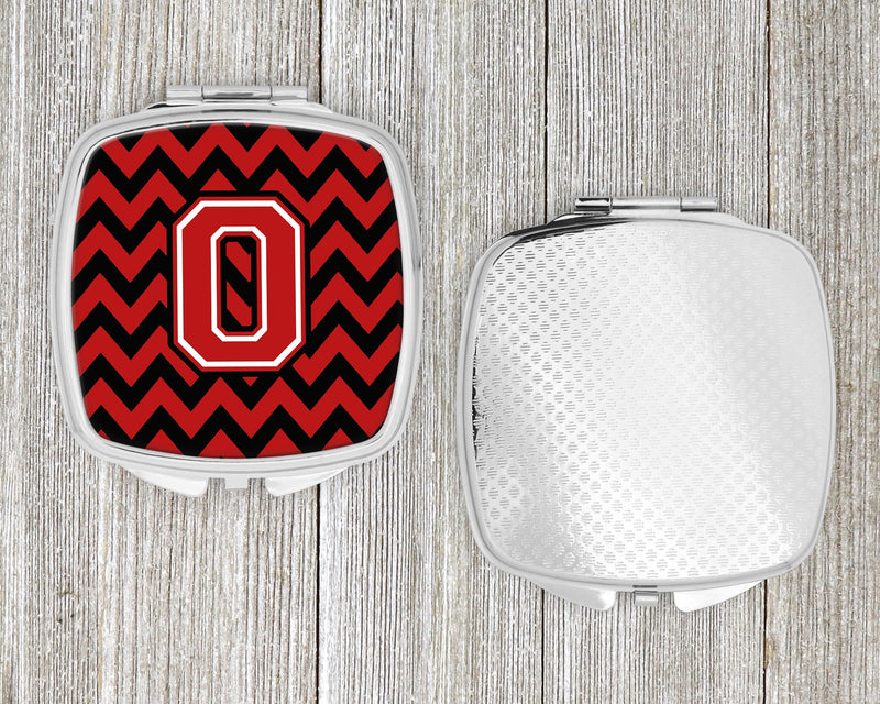 Letter O Chevron Black and Red   Compact Mirror CJ1047-OSCM