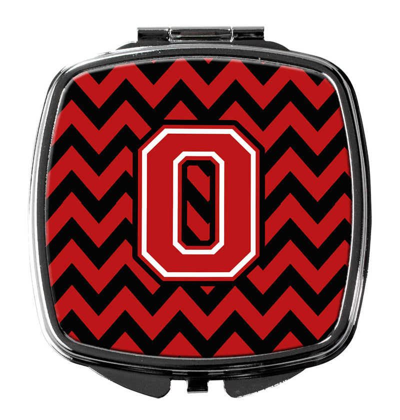 Letter O Chevron Black and Red   Compact Mirror CJ1047-OSCM