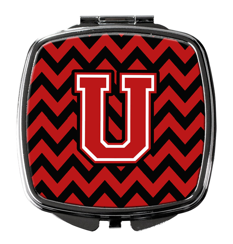 Letter U Chevron Black and Red   Compact Mirror CJ1047-USCM