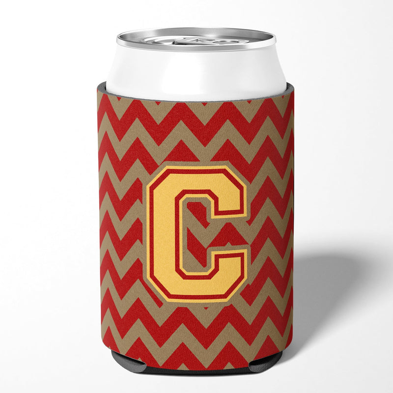 Letter C Chevron Garnet and Gold  Can or Bottle Hugger CJ1048-CCC