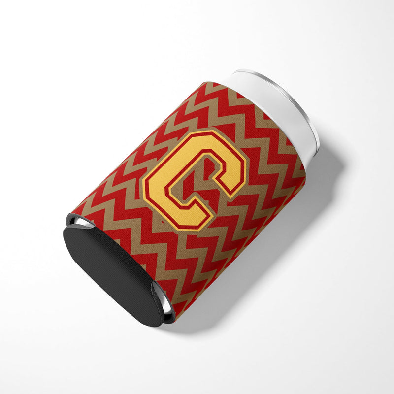 Letter C Chevron Garnet and Gold  Can or Bottle Hugger CJ1048-CCC