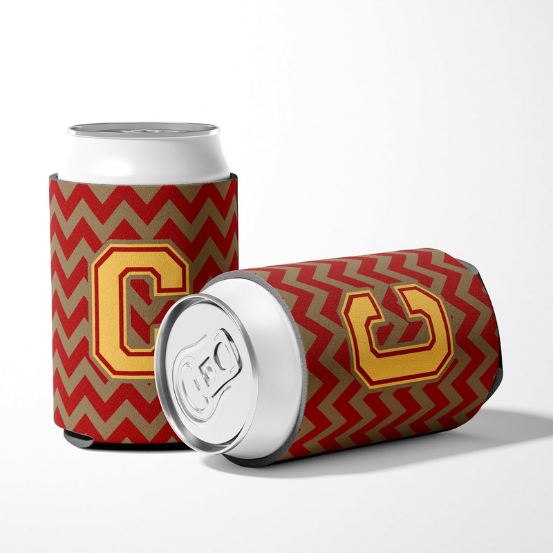 Letter C Chevron Garnet and Gold  Can or Bottle Hugger CJ1048-CCC