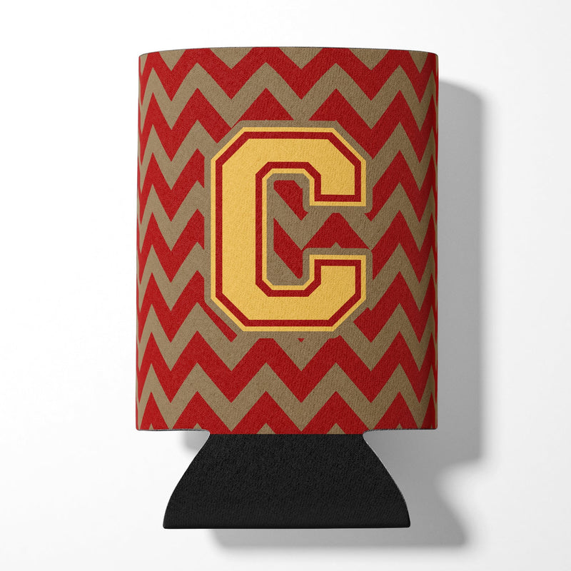 Letter C Chevron Garnet and Gold  Can or Bottle Hugger CJ1048-CCC