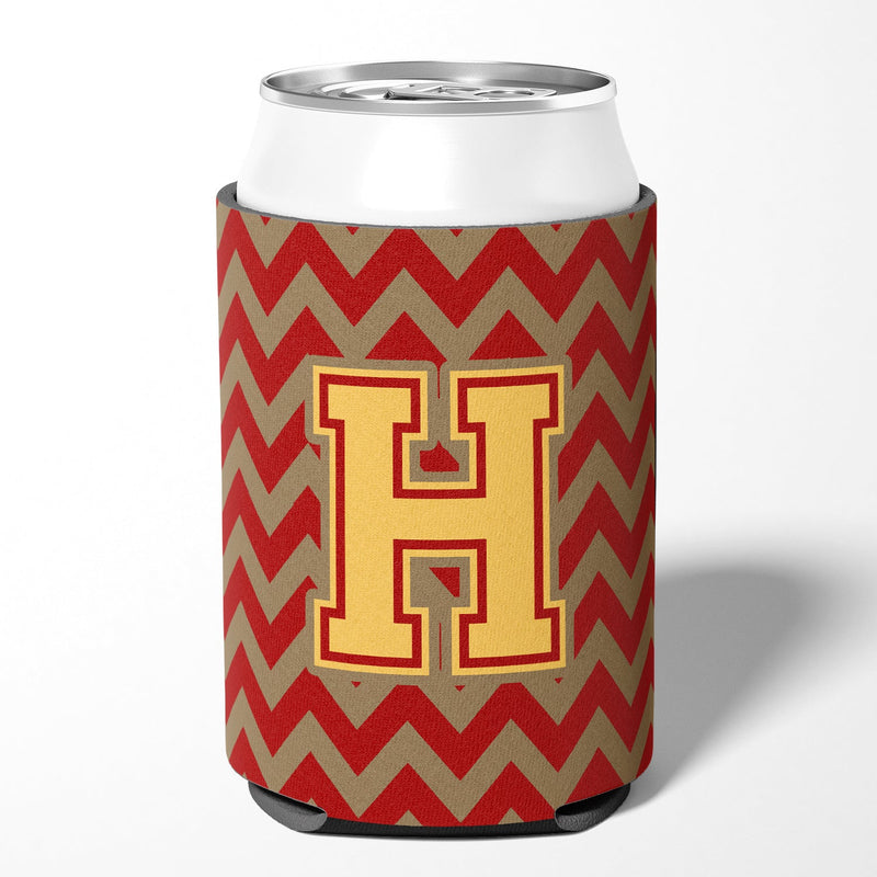 Letter H Chevron Garnet and Gold  Can or Bottle Hugger CJ1048-HCC