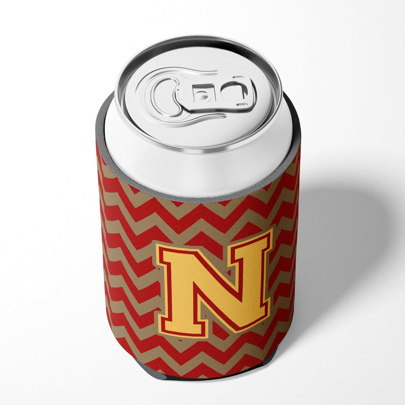 Letter N Chevron Garnet and Gold  Can or Bottle Hugger CJ1048-NCC