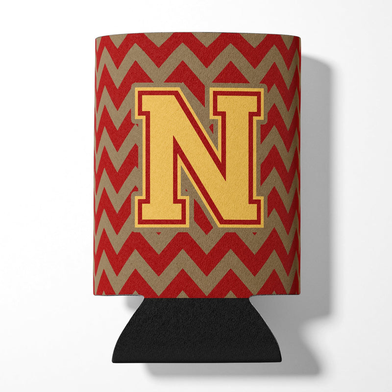 Letter N Chevron Garnet and Gold  Can or Bottle Hugger CJ1048-NCC