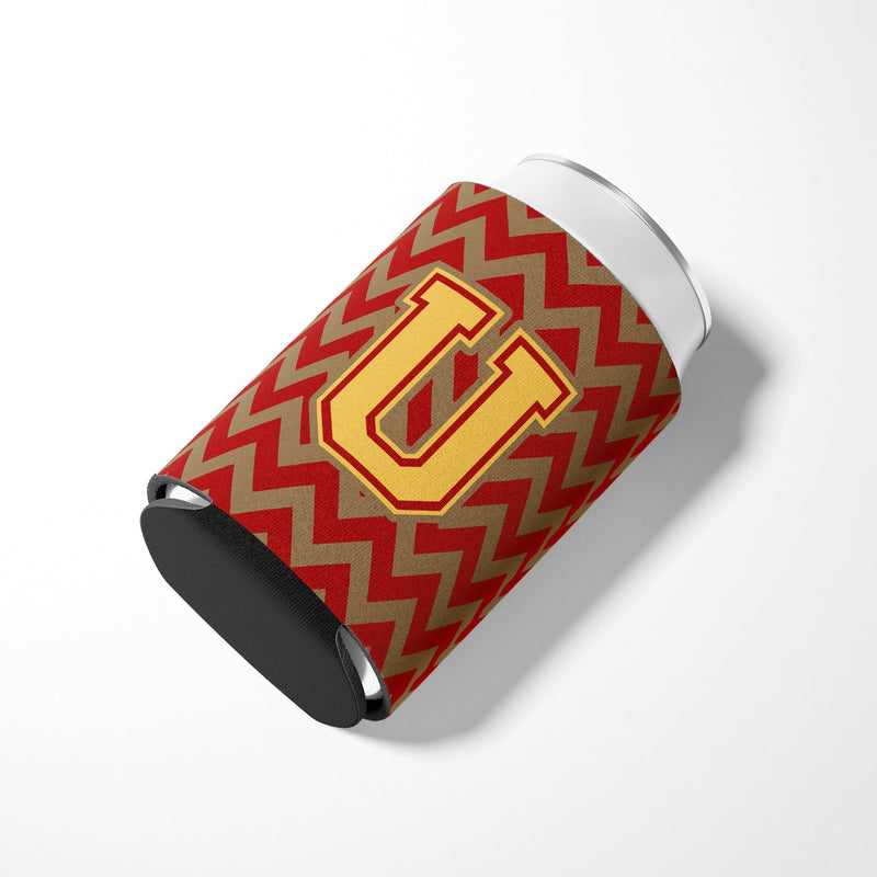 Letter U Chevron Garnet and Gold  Can or Bottle Hugger CJ1048-UCC