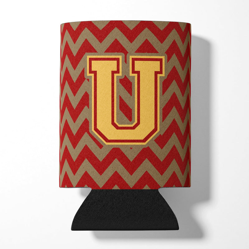 Letter U Chevron Garnet and Gold  Can or Bottle Hugger CJ1048-UCC