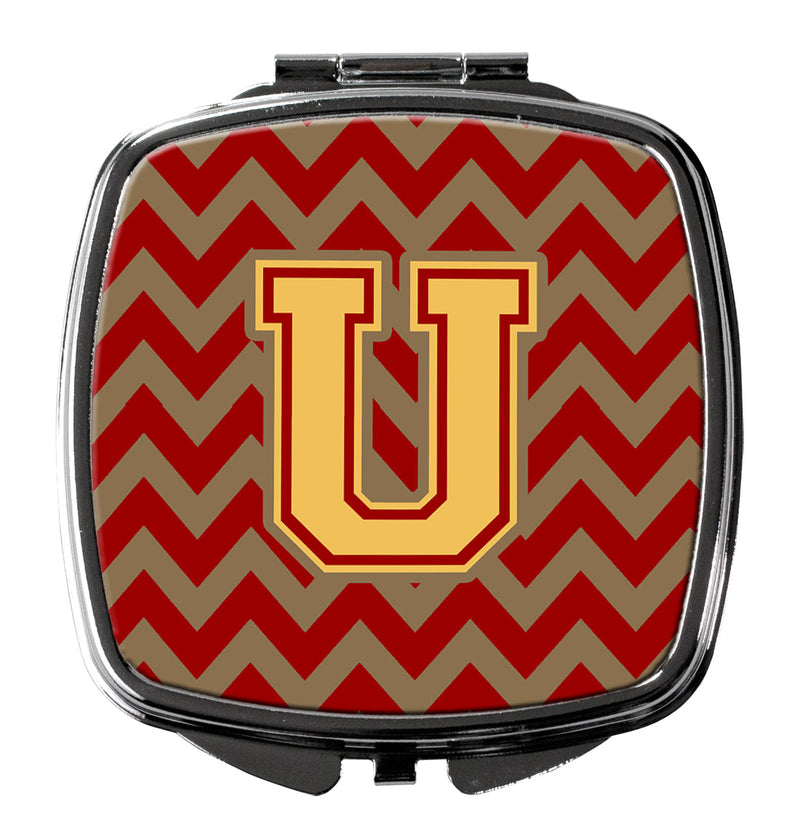 Letter U Chevron Garnet and Gold  Compact Mirror CJ1048-USCM