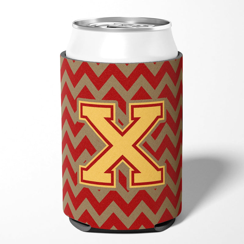 Letter X Chevron Garnet and Gold  Can or Bottle Hugger CJ1048-XCC