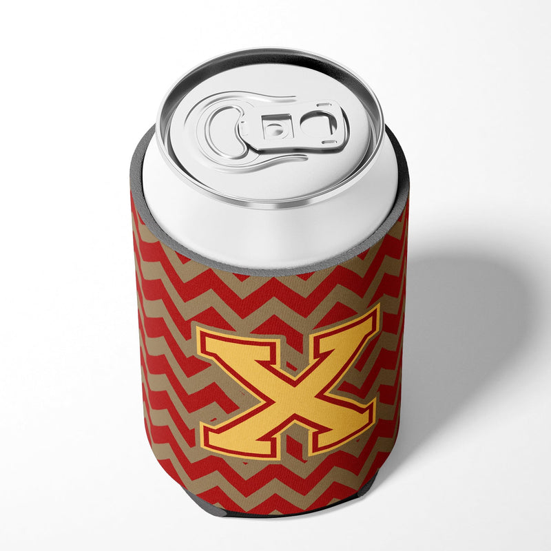 Letter X Chevron Garnet and Gold  Can or Bottle Hugger CJ1048-XCC