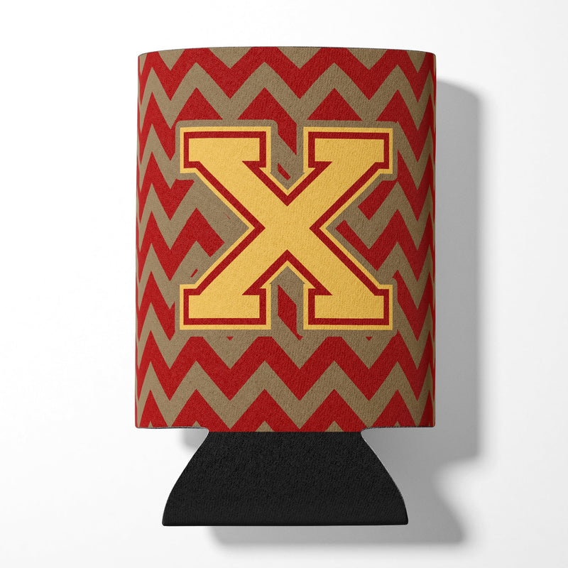 Letter X Chevron Garnet and Gold  Can or Bottle Hugger CJ1048-XCC