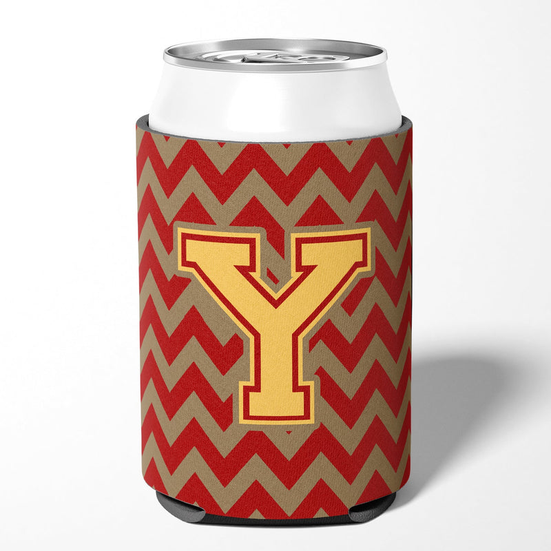 Letter Y Chevron Garnet and Gold  Can or Bottle Hugger CJ1048-YCC