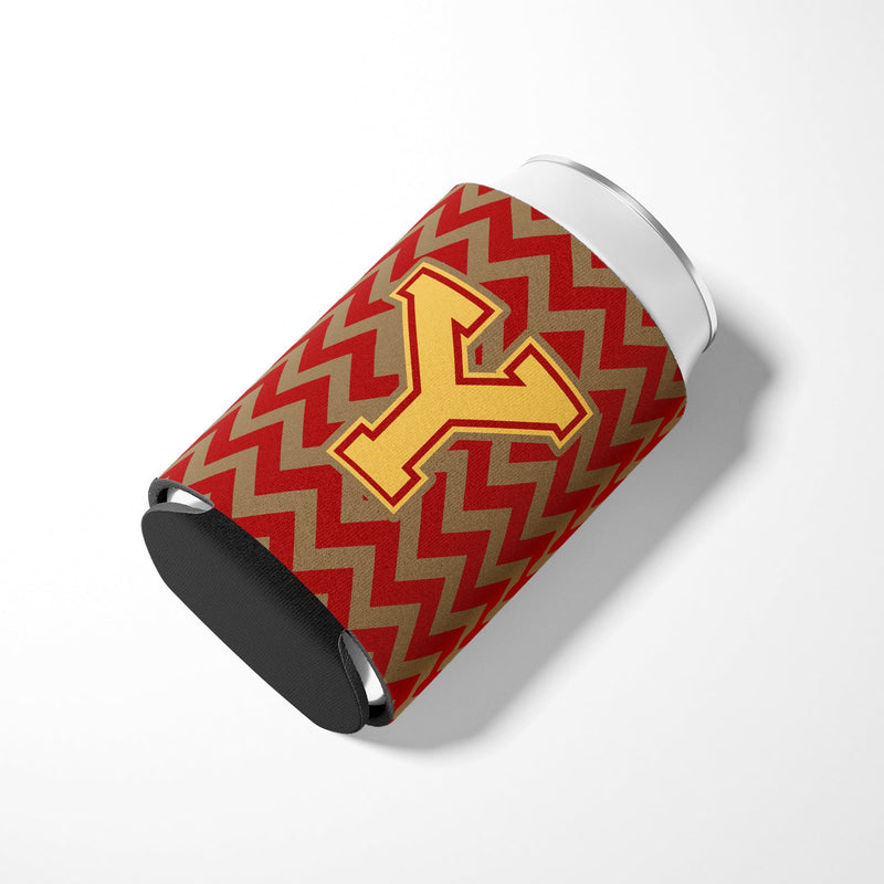 Letter Y Chevron Garnet and Gold  Can or Bottle Hugger CJ1048-YCC