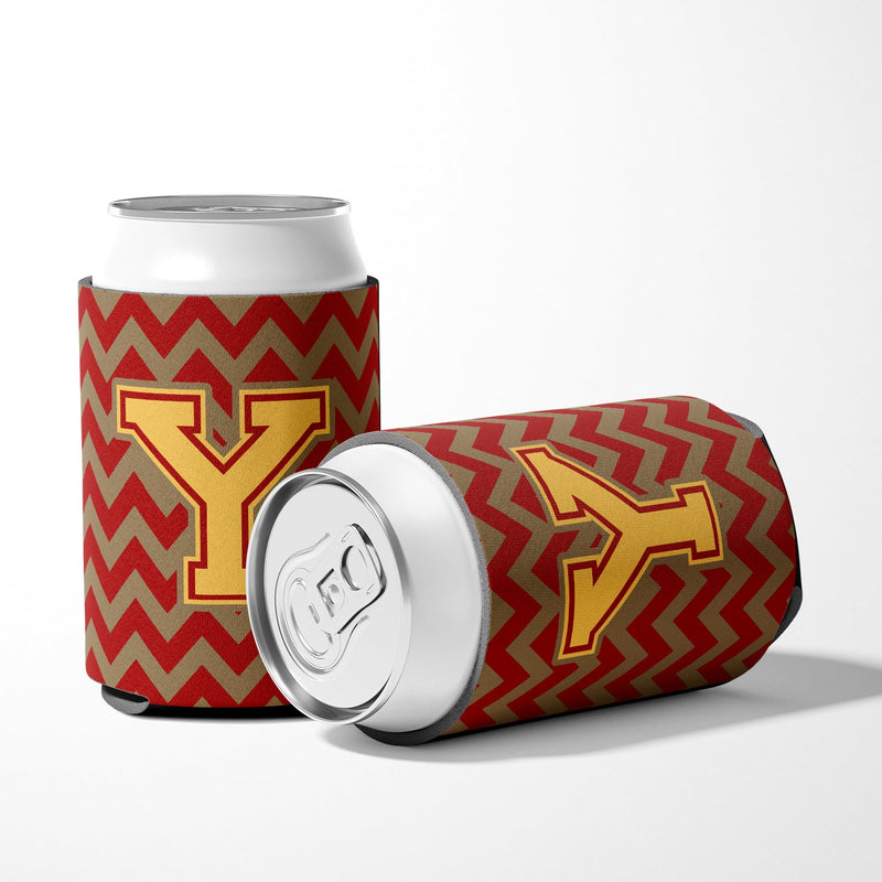 Letter Y Chevron Garnet and Gold  Can or Bottle Hugger CJ1048-YCC