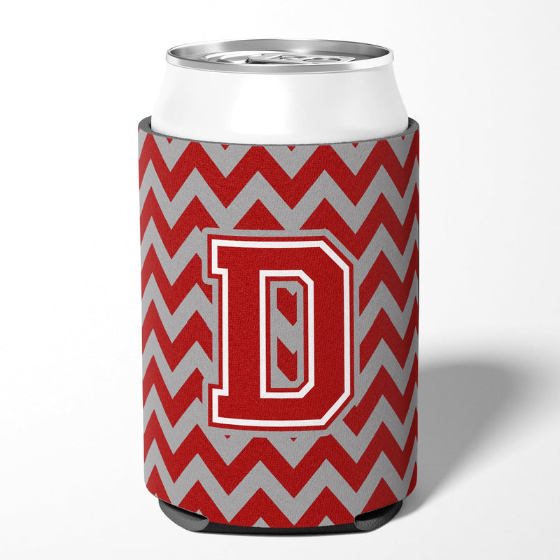 Letter D Chevron Maroon and White Can or Bottle Hugger CJ1049-DCC