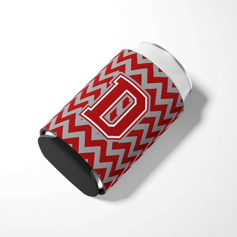 Letter D Chevron Maroon and White Can or Bottle Hugger CJ1049-DCC