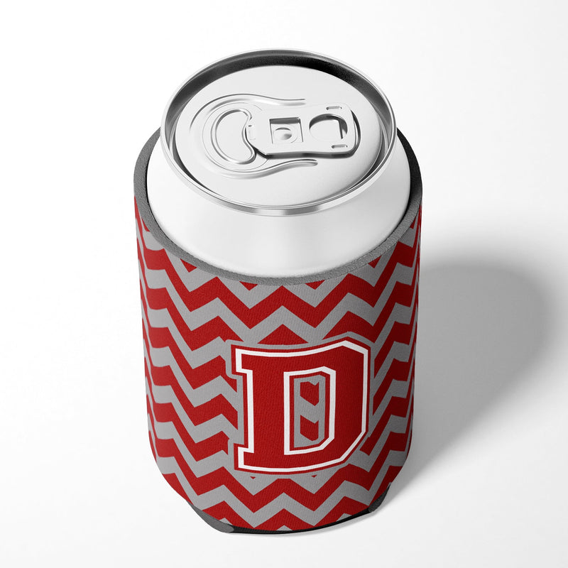 Letter D Chevron Maroon and White Can or Bottle Hugger CJ1049-DCC