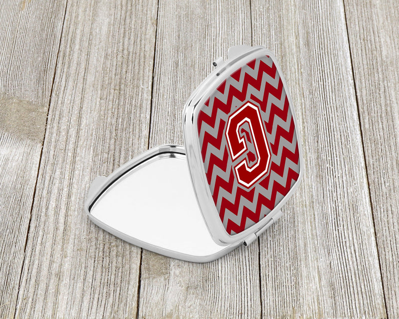 Letter G Chevron Maroon and White Compact Mirror CJ1049-GSCM